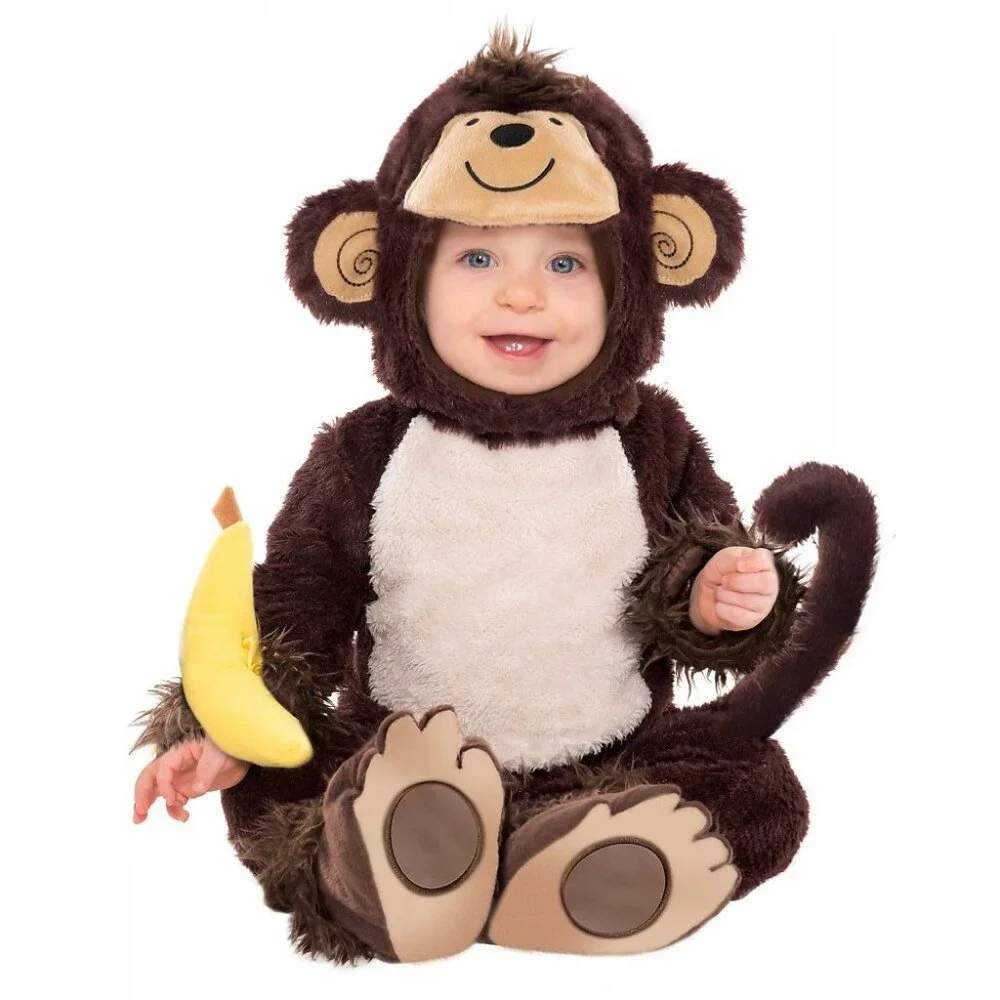 Monkey Around Baby Halloween Costume 0-6 Months Plush Banana Rattle Halloween